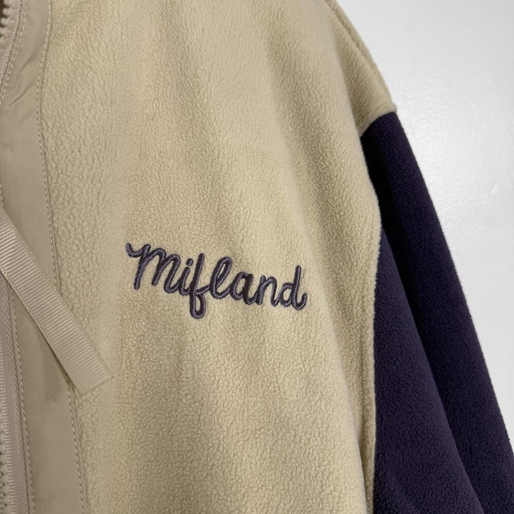Mifland Jacket Womens Large Beige Fleece 1/2 Zip Colorblock Sleeves Pockets